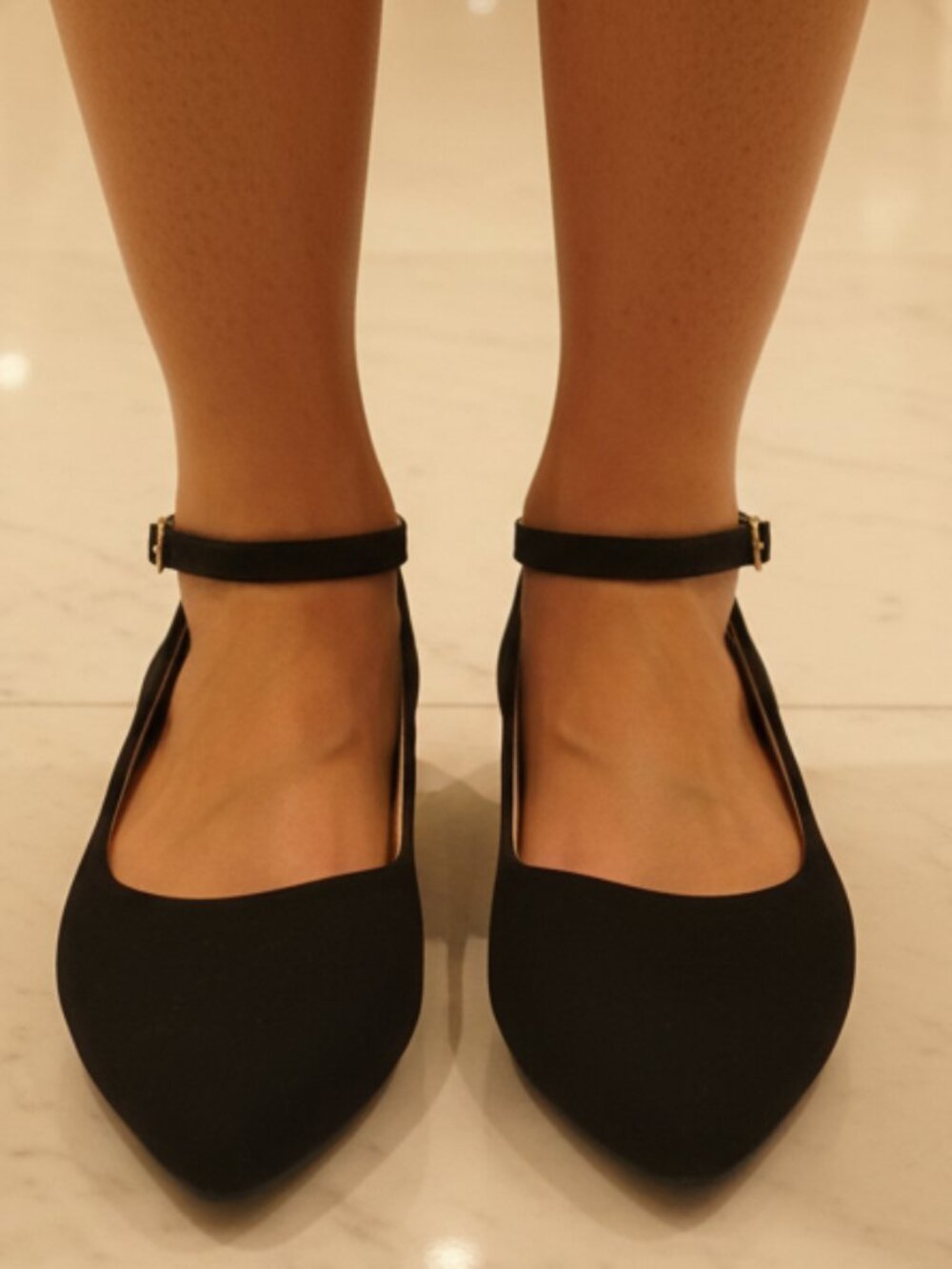 NWT Pazzle Black Ankle Strap Pointed Toe Ballet Flats - Picture 5 of 11